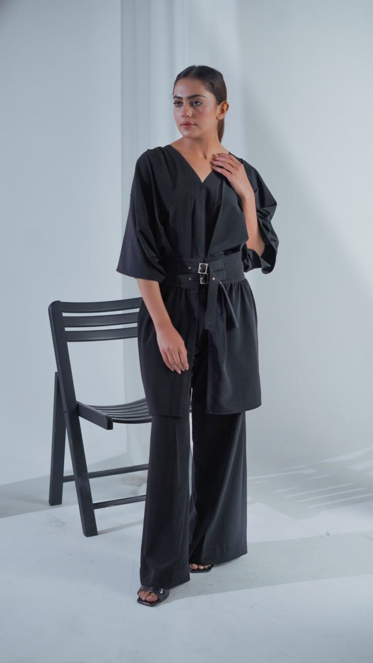 Black Sculpted Cord Set - Raya Attire